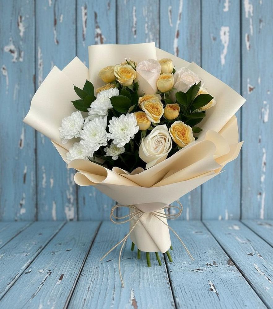 Букет цветов из: Розы и Хризантемы в Быково Подольского района