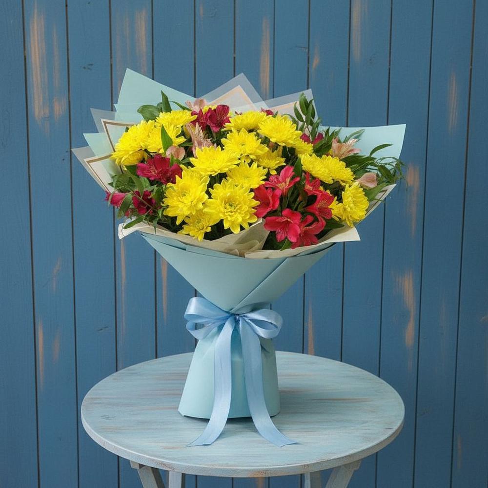 Букет цветов из: Альстромерии и Хризантемы в Быково Подольского района