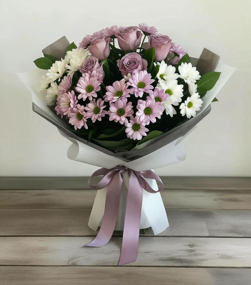 Букет цветов из: Хризантемы и Розы в Быково Подольского района