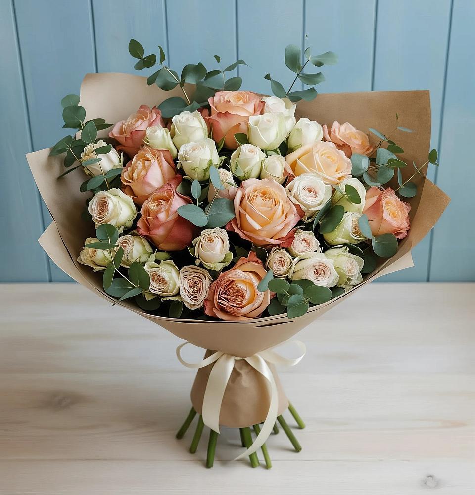 Букет цветов из: Альстромерии и Розы в Быково Подольского района