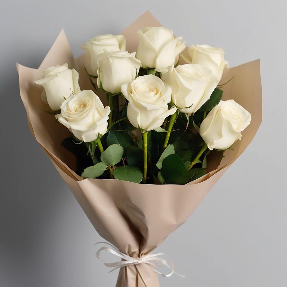 Букет 9 Белых роз Эдлесс Лав в Быково Подольского района