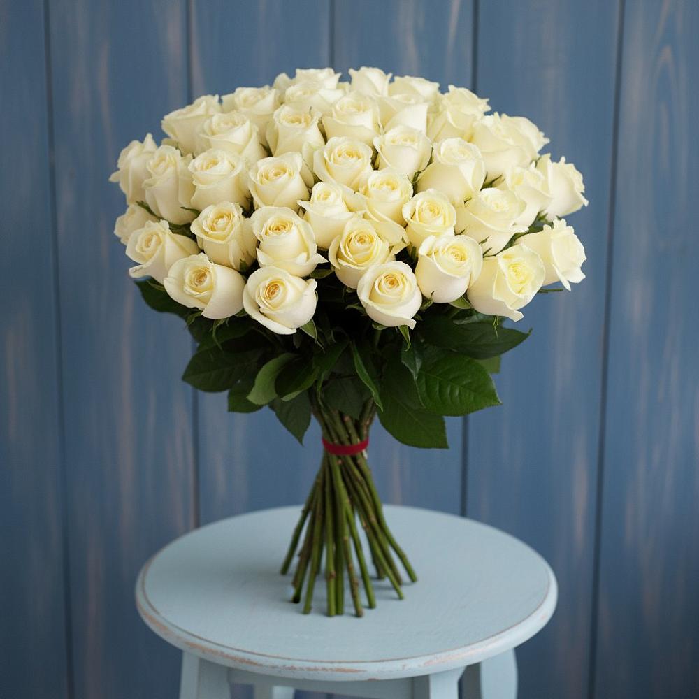 Букет 51 Белая роза Эдлесс Лав в Быково Подольского района