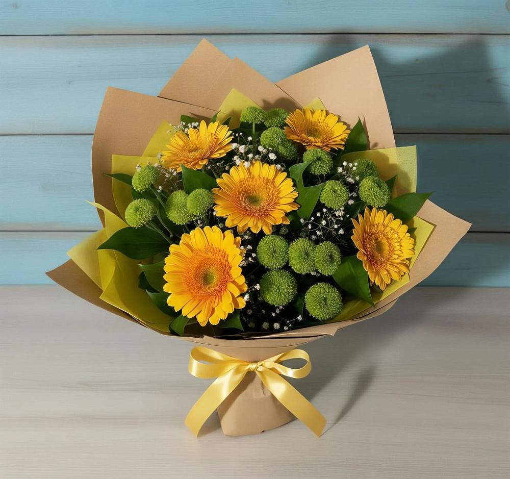 Букет цветов из: Герберы и Хризантемы в Быково Подольского района