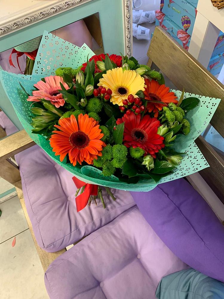 Букет цветов из: Герберы, Хризантемы и Альстромерии в Быково Подольского района