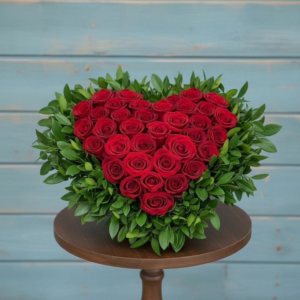 Цветочная композиция из Розы в виде сердца в Быково Подольского района