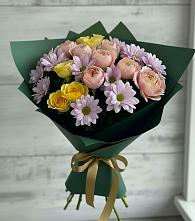 Букет цветов из:  Хризантемы и Розы в Быково Подольского района