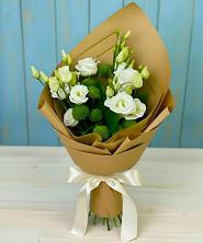 Букет цветов из:  Хризантемы и Лизиантусы в Быково Подольского района