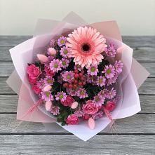 Букет цветов из:  Розы, Герберы и Хризантемы #REPLACE_PRED# Быково Подольского района